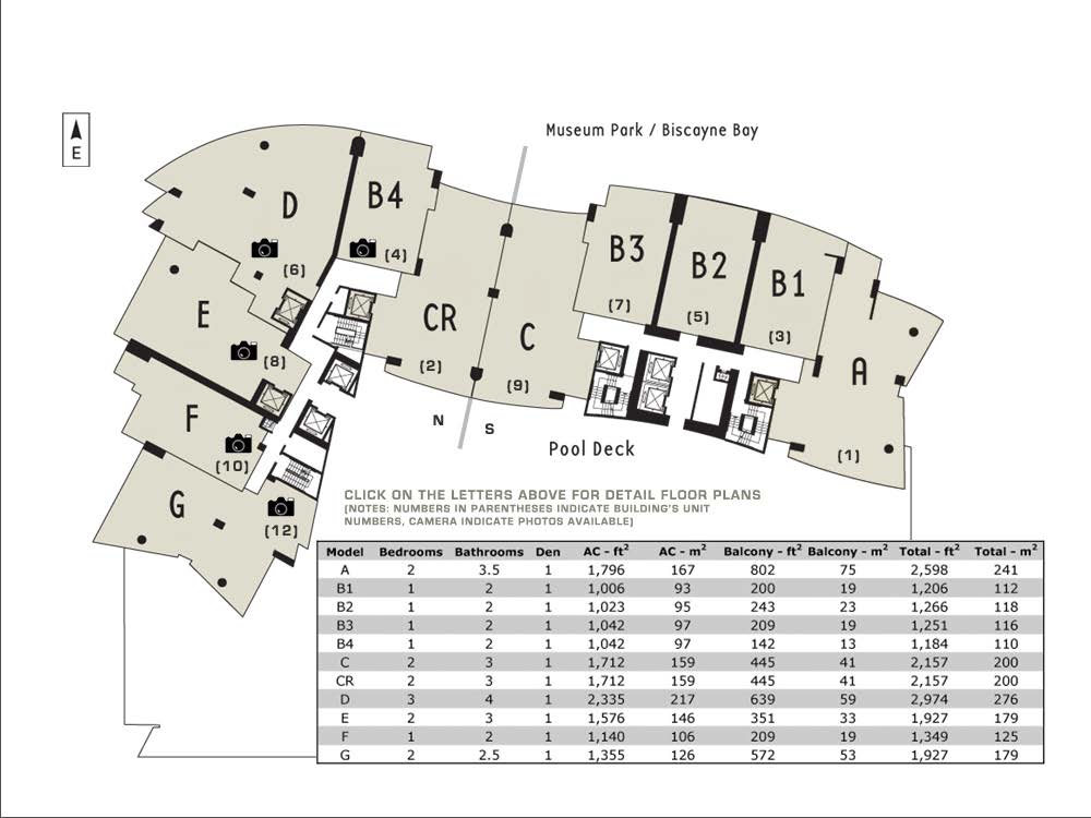 900 Biscayne Bay Tower Units Key Plan