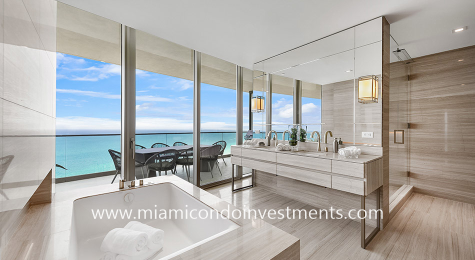 master bathroom at Armani Casa Residences