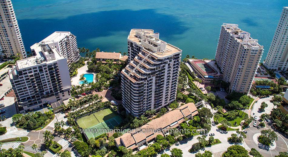 aerial view of Brickell Key One