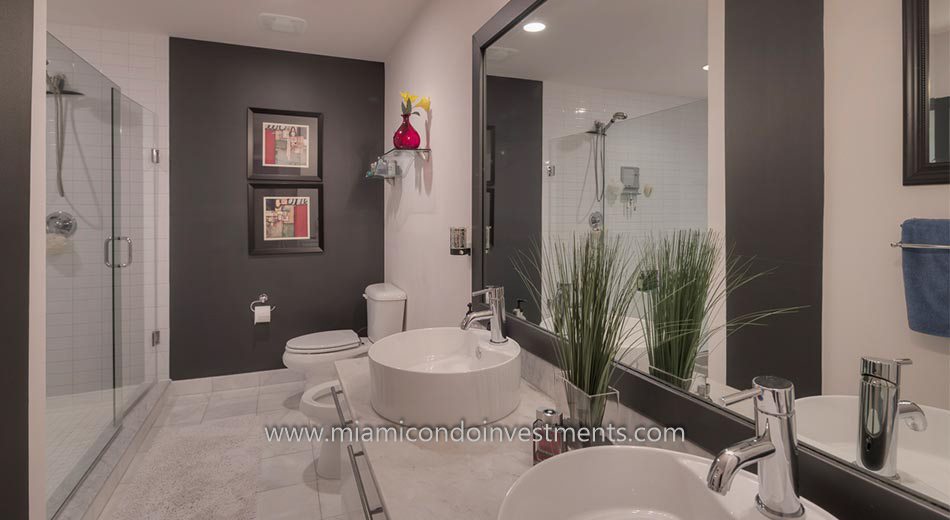 master bathroom at Marina Blue condos