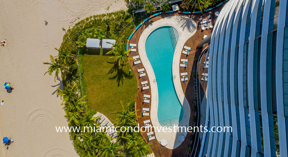 aerial view of the Ritz-Carlton Sunny Isles pool deck