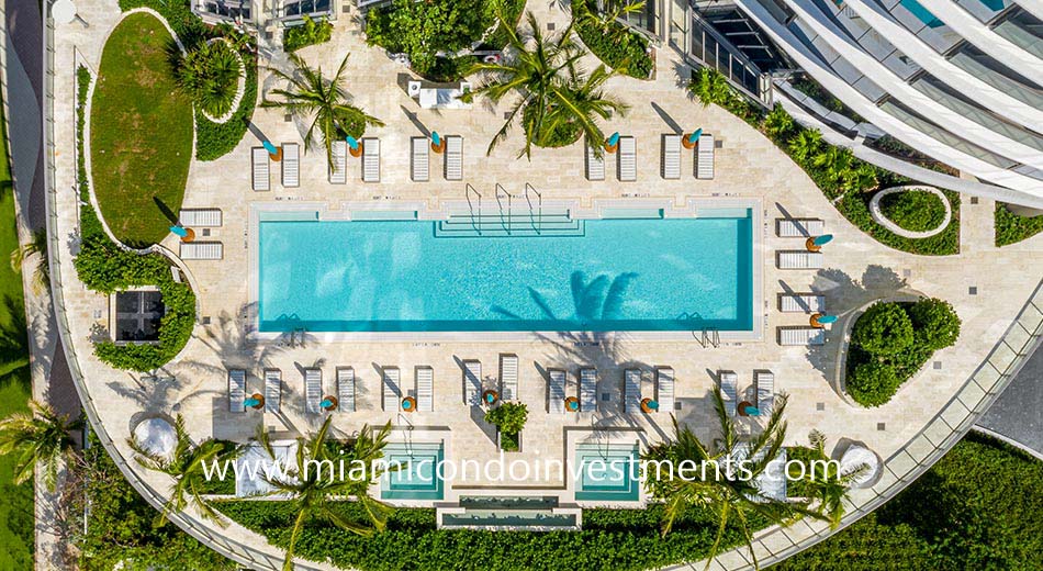 aerial view of the sunset pool deck at Ritz-Carlton Sunny Isles