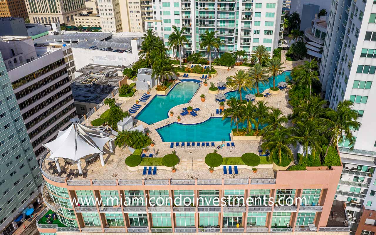 lagoon pools at Vizcayne condominium