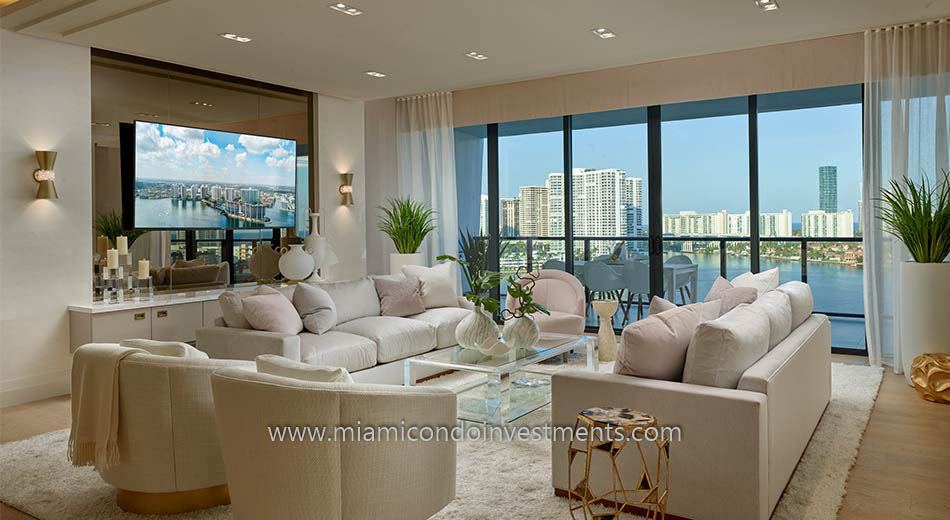 furnished model unit at Prive condos