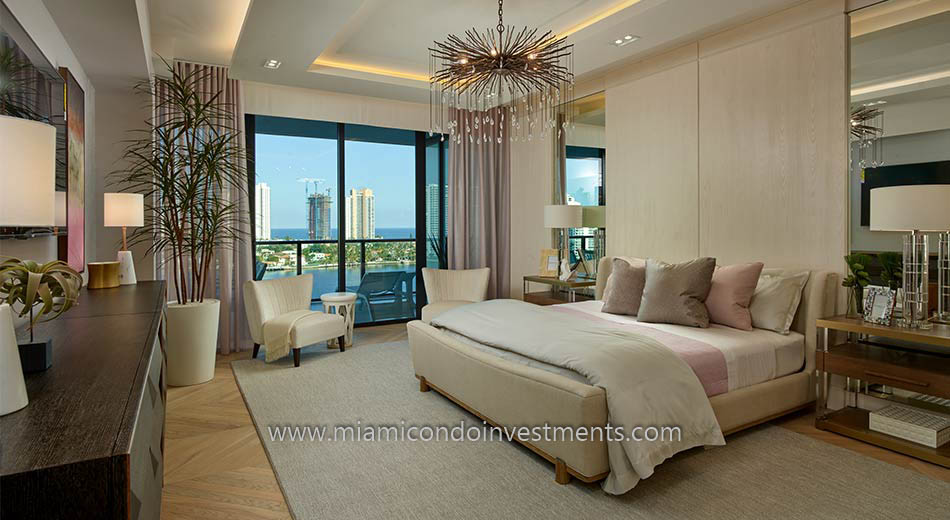 furnished master bedroom at Prive