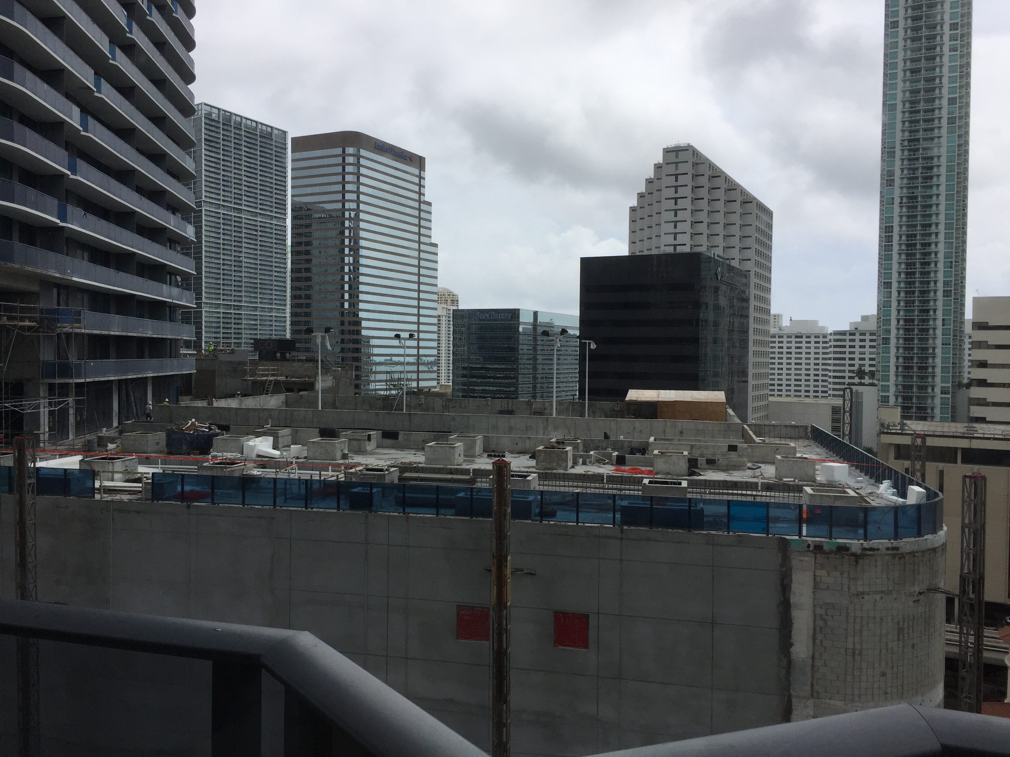 View of SLS Lux's pool deck from the 10th floor of Brickell Heights