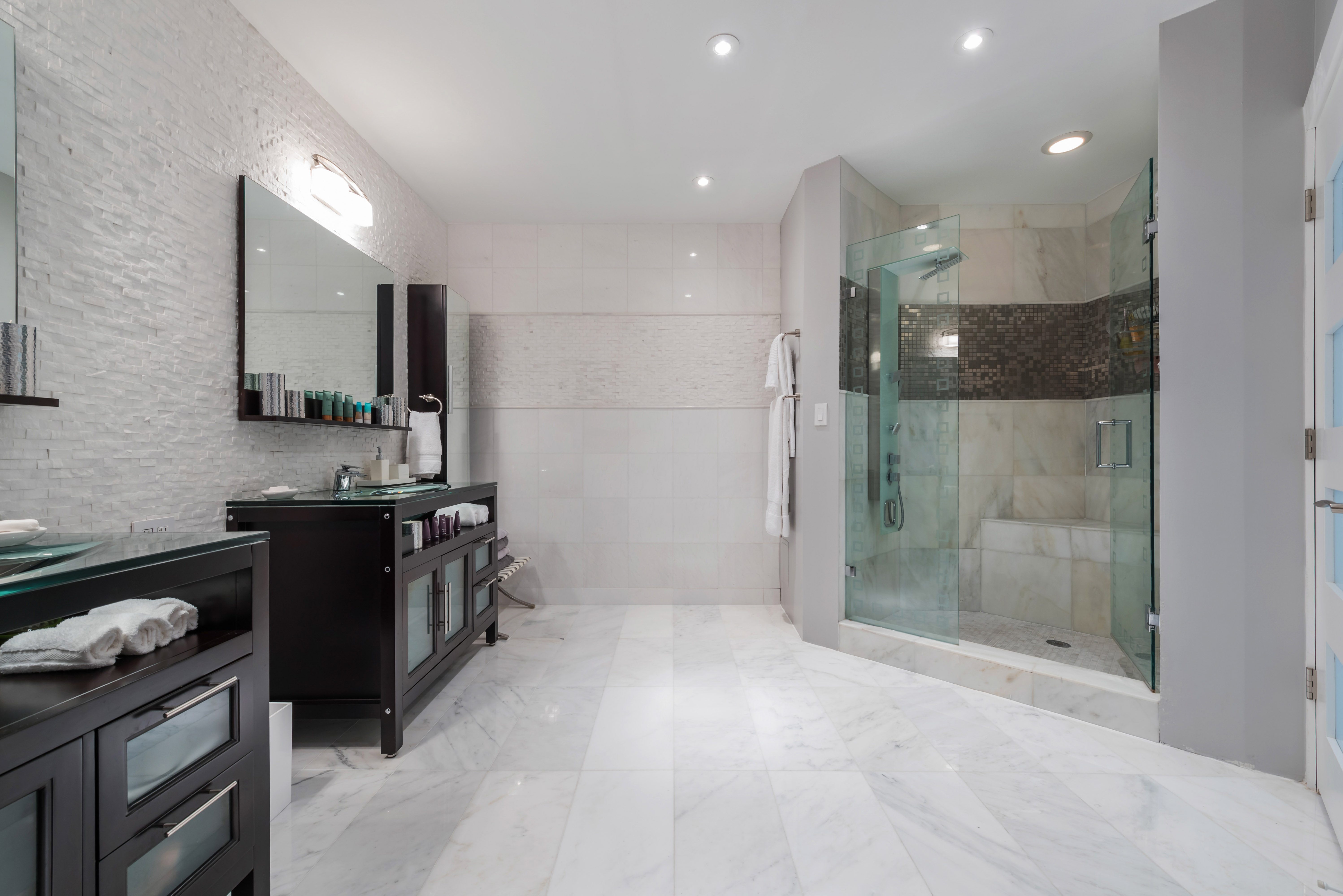 renovated master bathroom