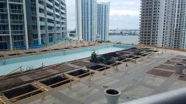 Icon Brickell pool construction