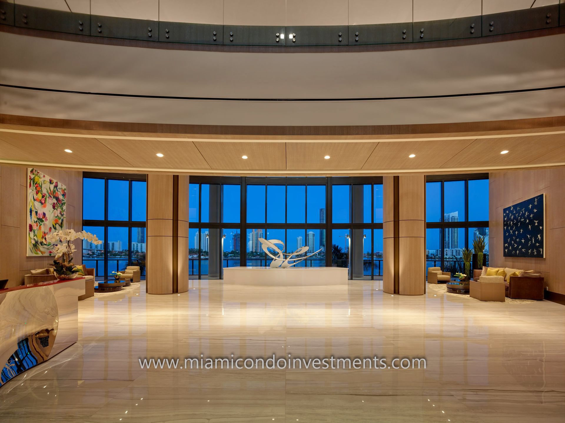 lobby at Prive condominiums