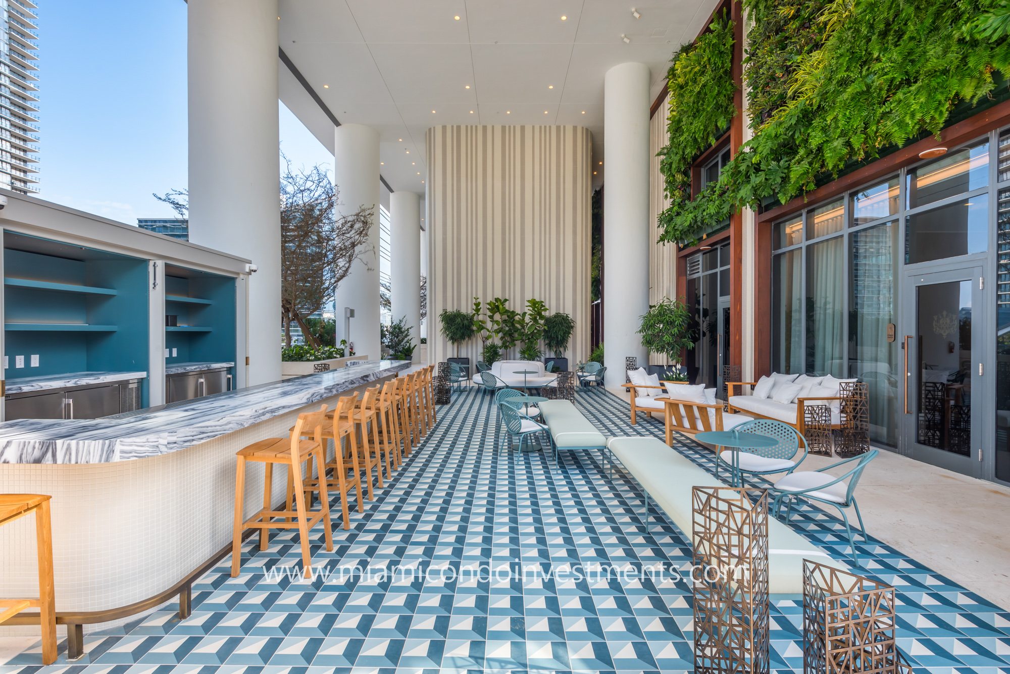 poolside bar at SLS Lux