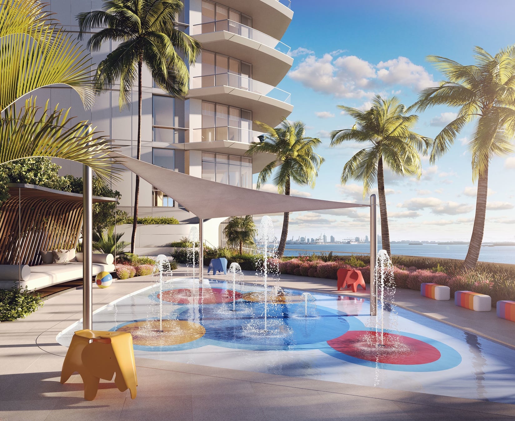 Kids' splash pad area at Una Residences