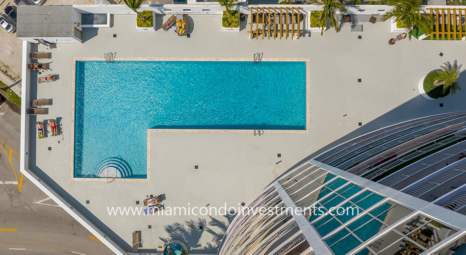 aerial view of Opera Tower pool