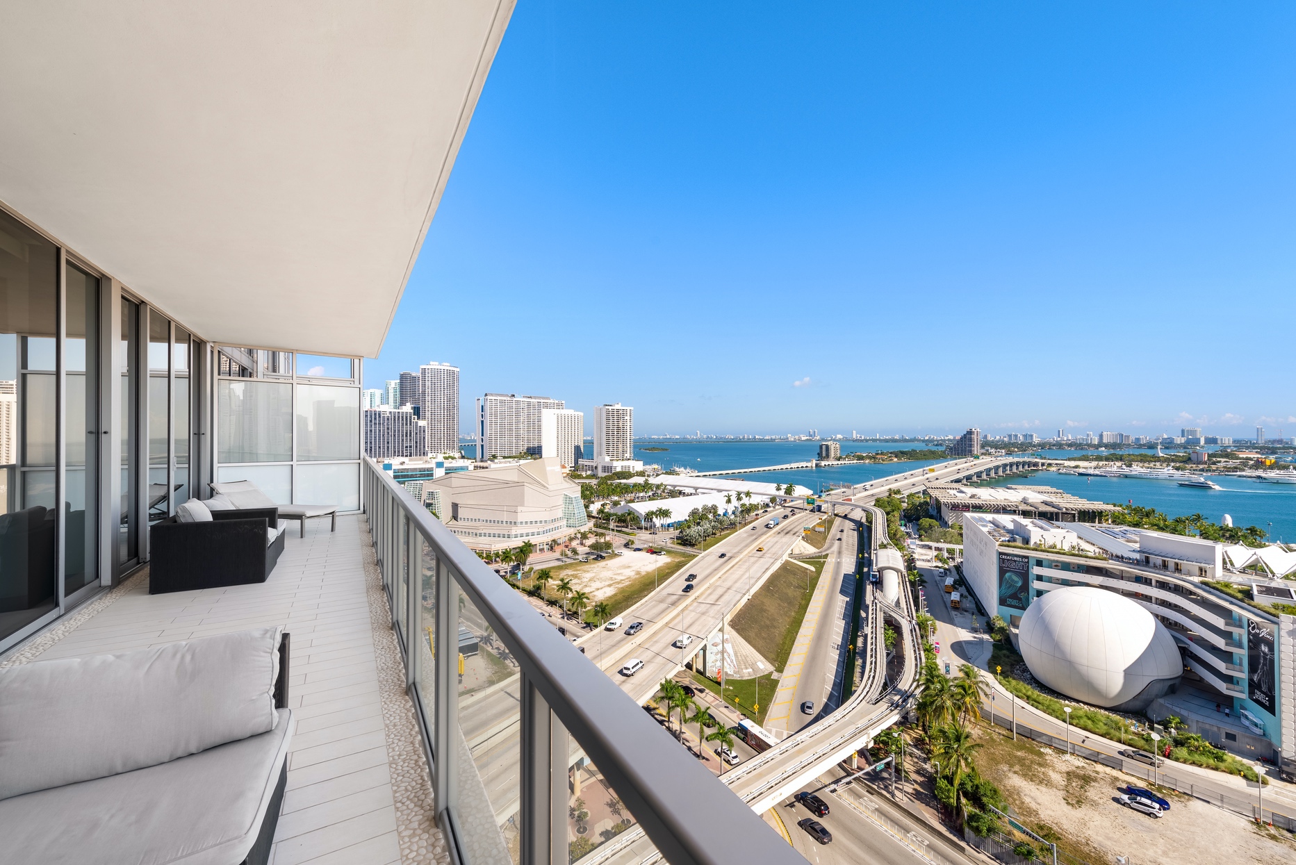 balcony with direct water views