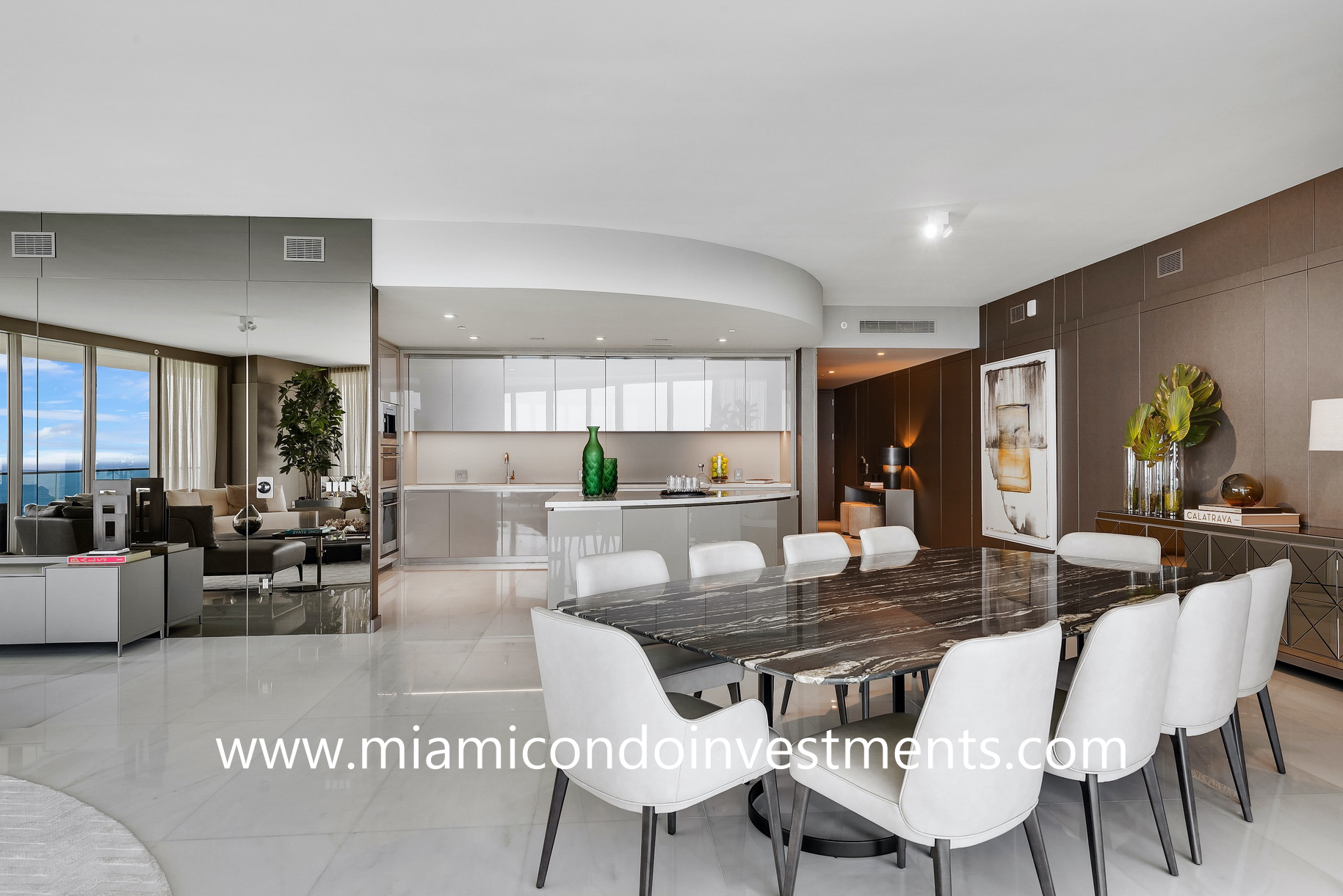 Armani Casa dining area and kitchen