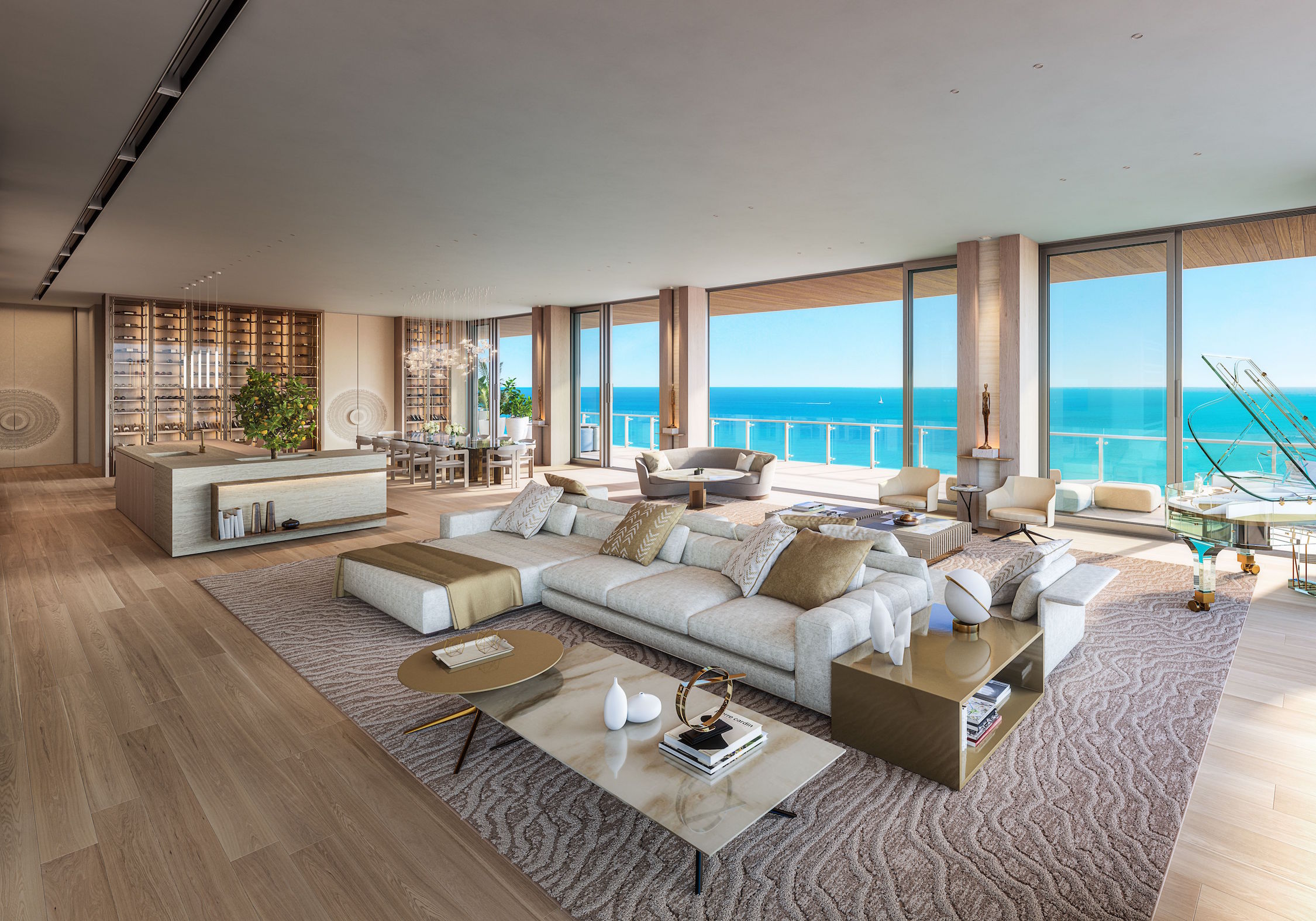 57 Ocean penthouse dining and living room