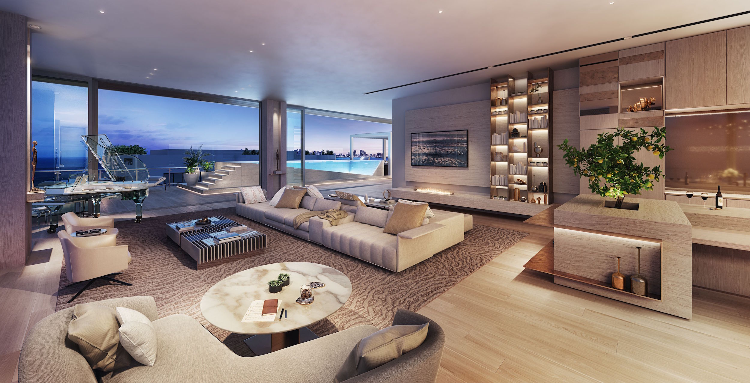 57 Ocean Miami Beach penthouse living room