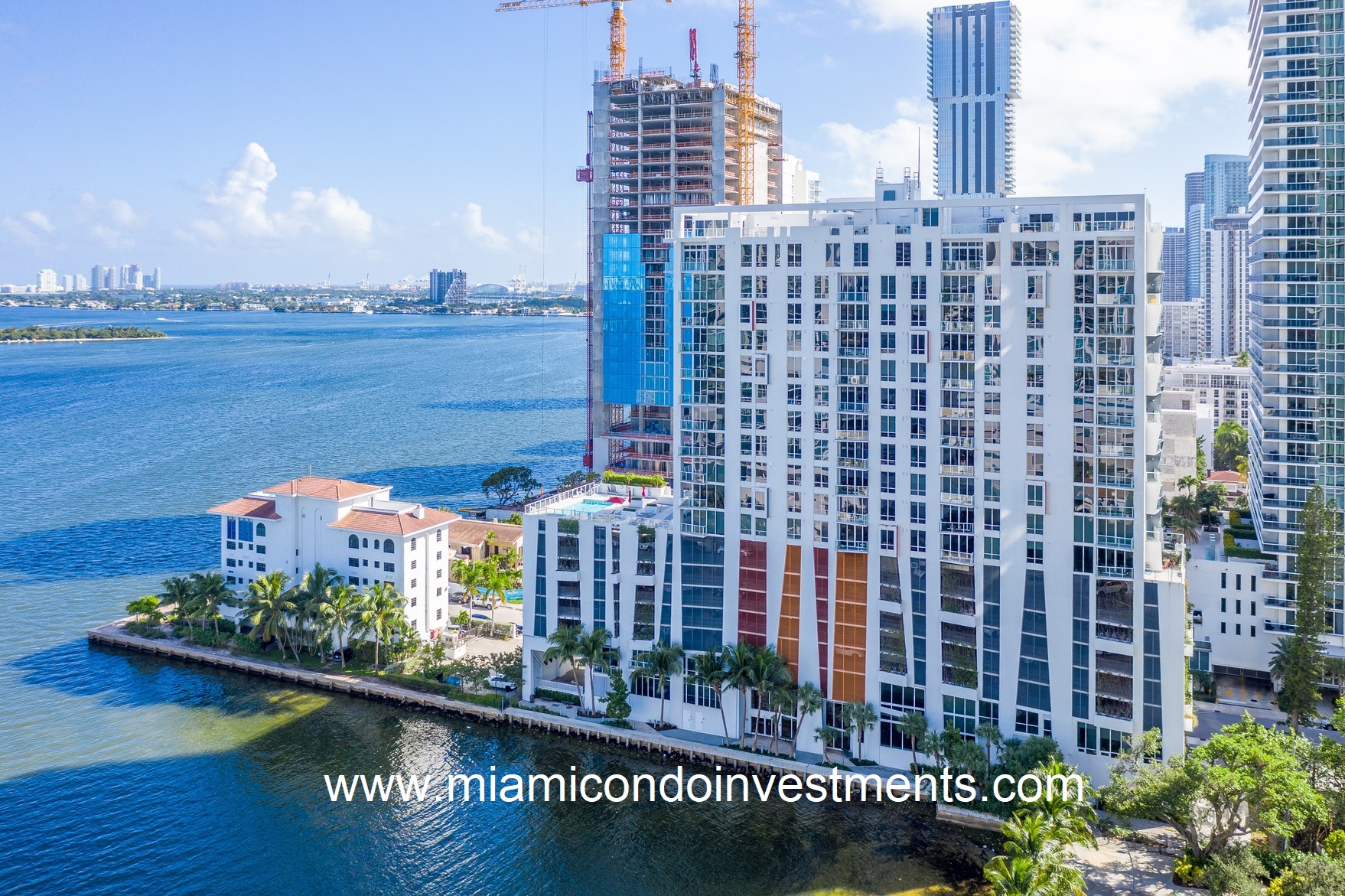 The Crimson Luxury Condos with views of Biscayne Bay.