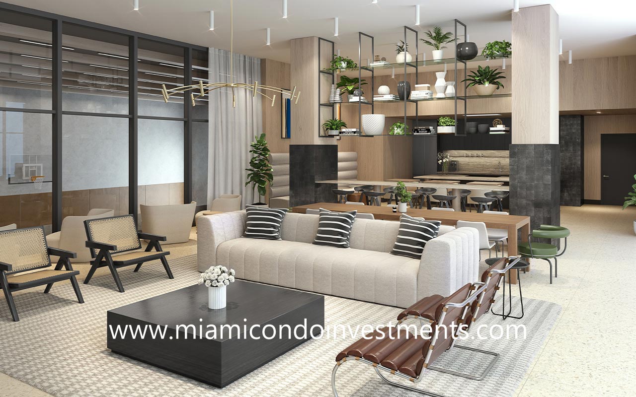 The District condominium social lounge