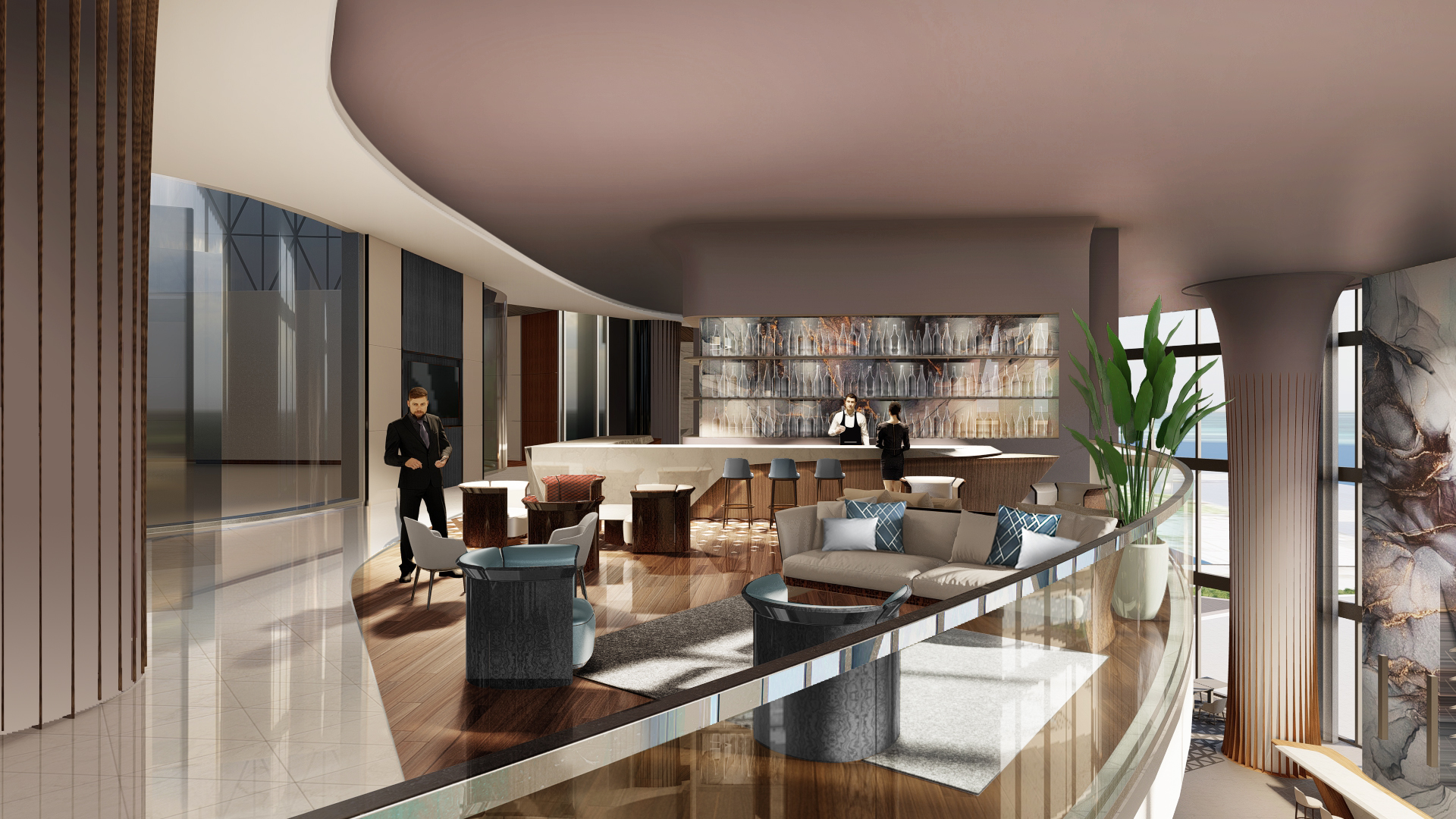 Bentley Residences Upper Level Lounge Rendering
