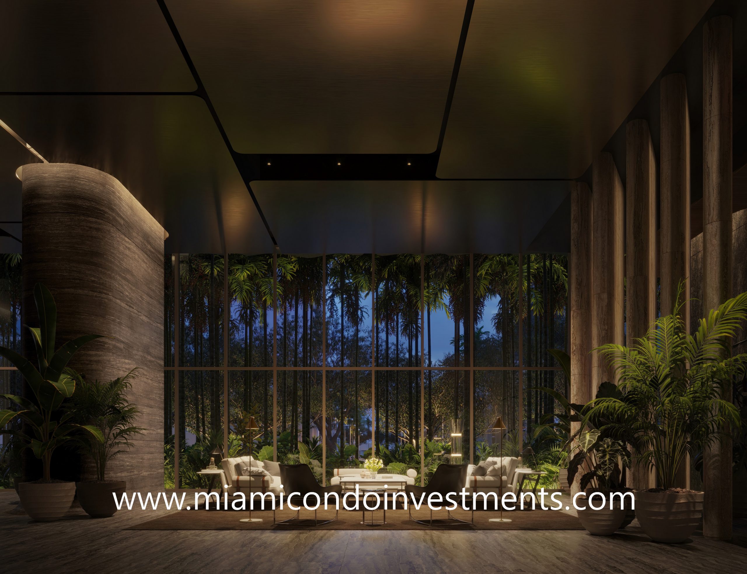 1428 Brickell lobby at night