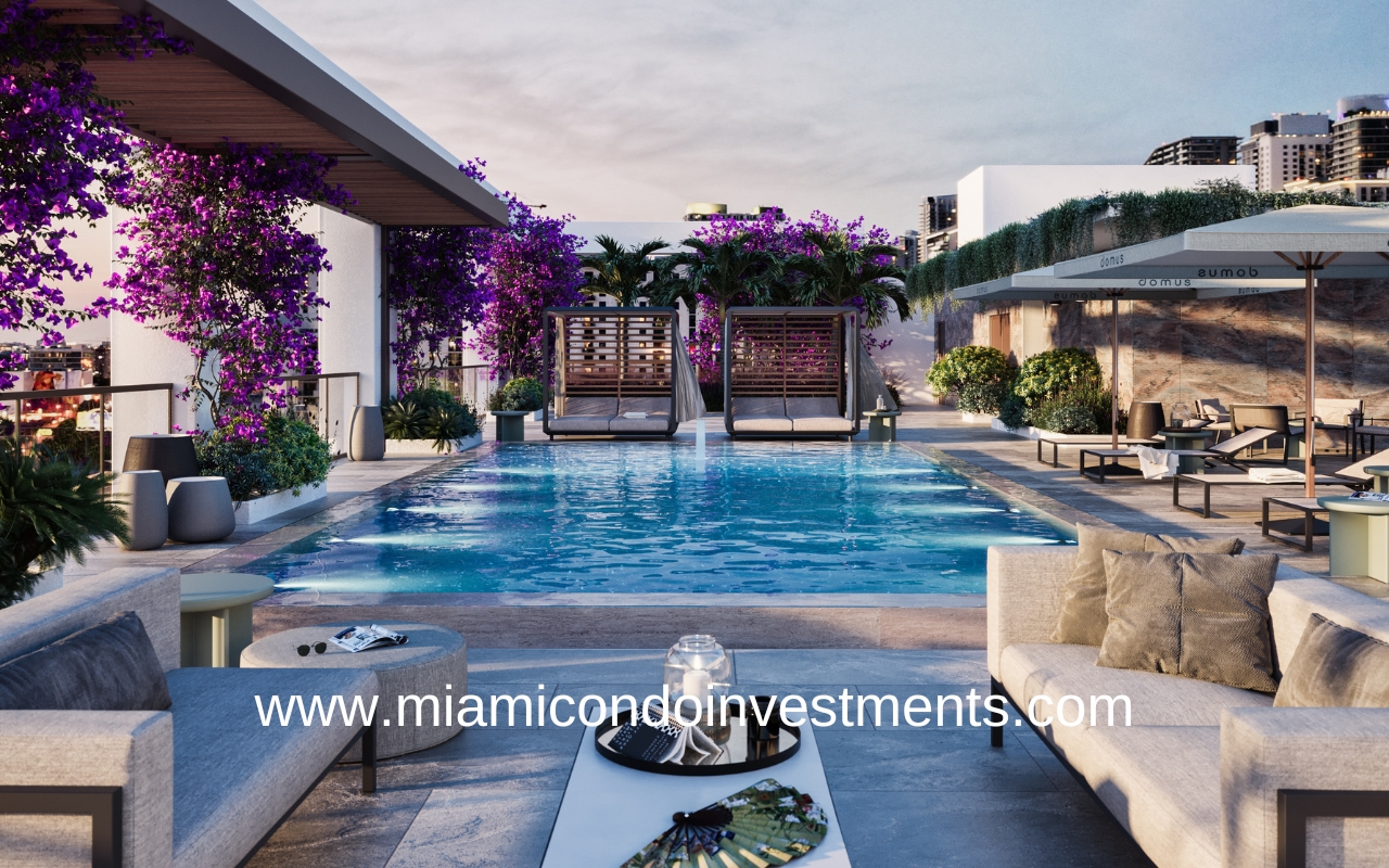 Domus Brickell Park Pool Deck with Cabanas